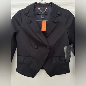 MARC BY MARC JACOBS Double Breasted Cropped Black Blazer Jacket Suit Cropped Sz2